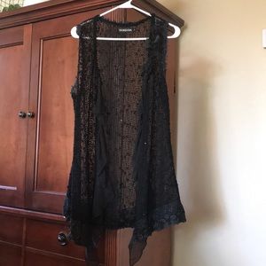 Black Knit Sleeveless Cardigan